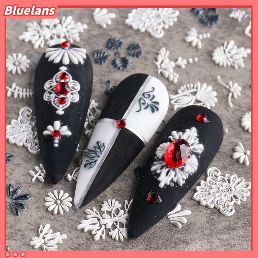 Bluelans Stiker Kuku Motif Renda Bunga Ultra Tipis Untuk Dekorasi Manicure Wanita