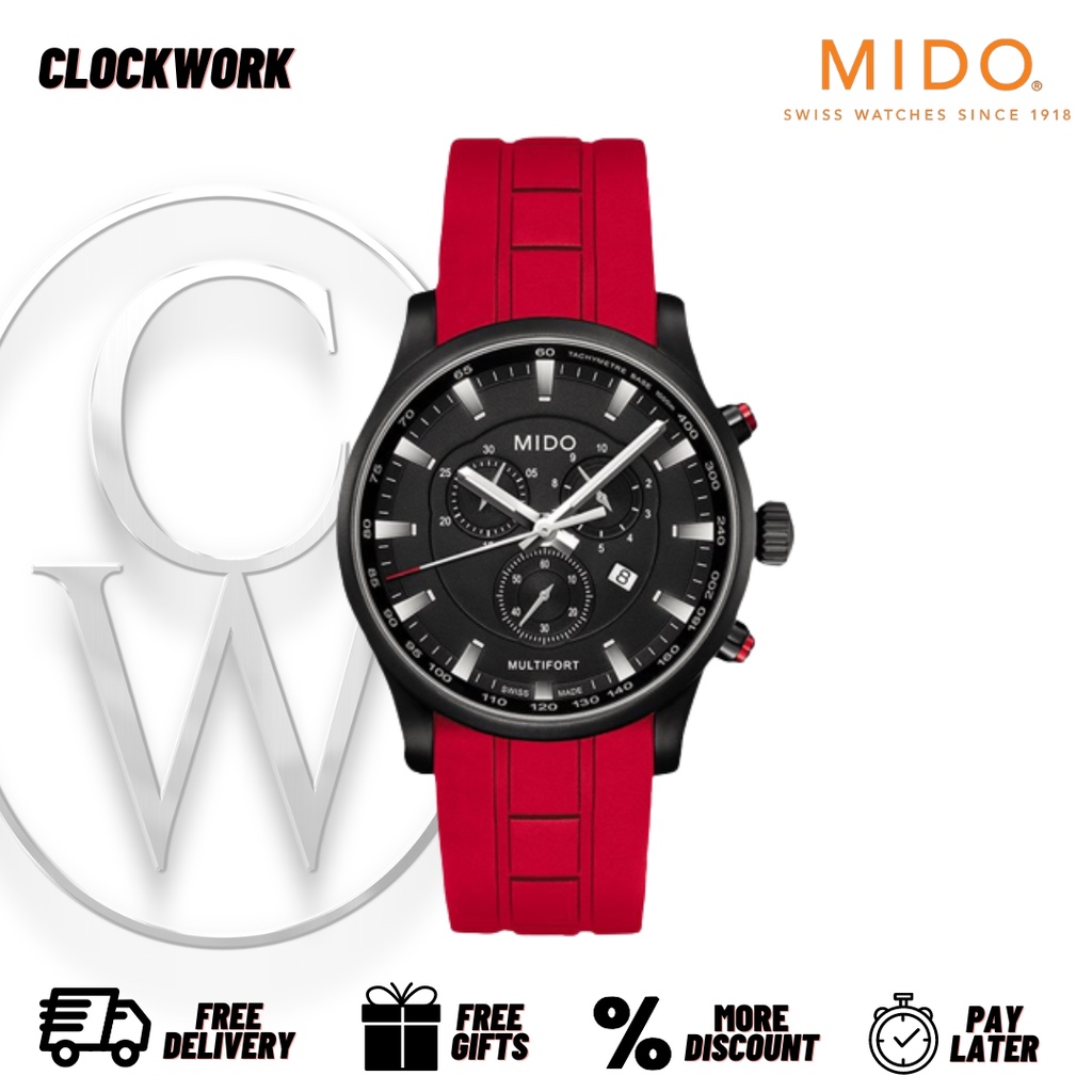 Jam Tangan Mido M005.417.37.051.40 MULTIFORD CHRONOGRAPH Quartz Rubber