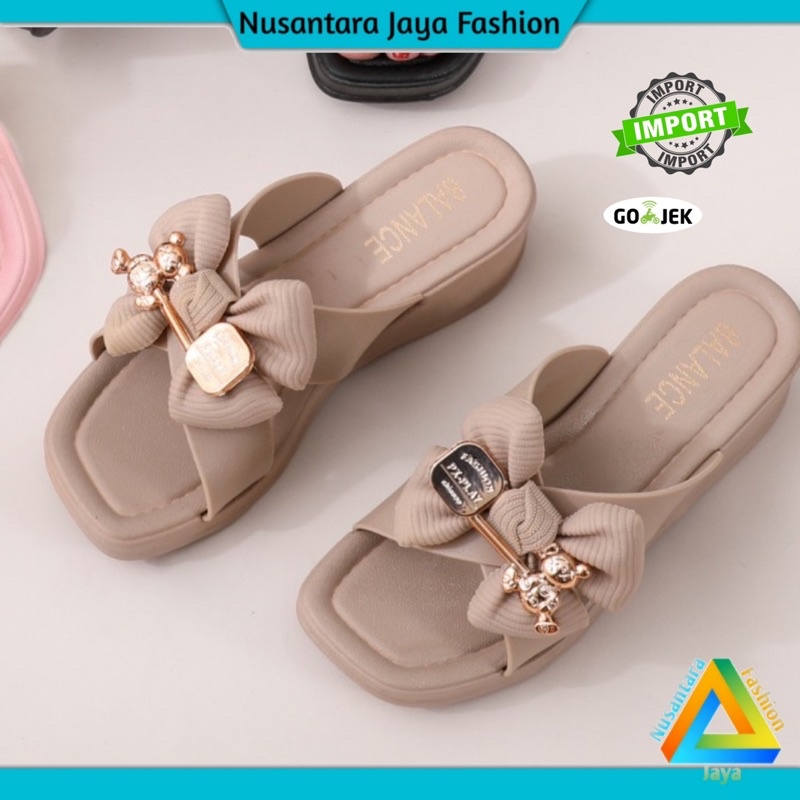 Sandal Jelly Pita Wedges Wanita Kekinian Balance 2212-3