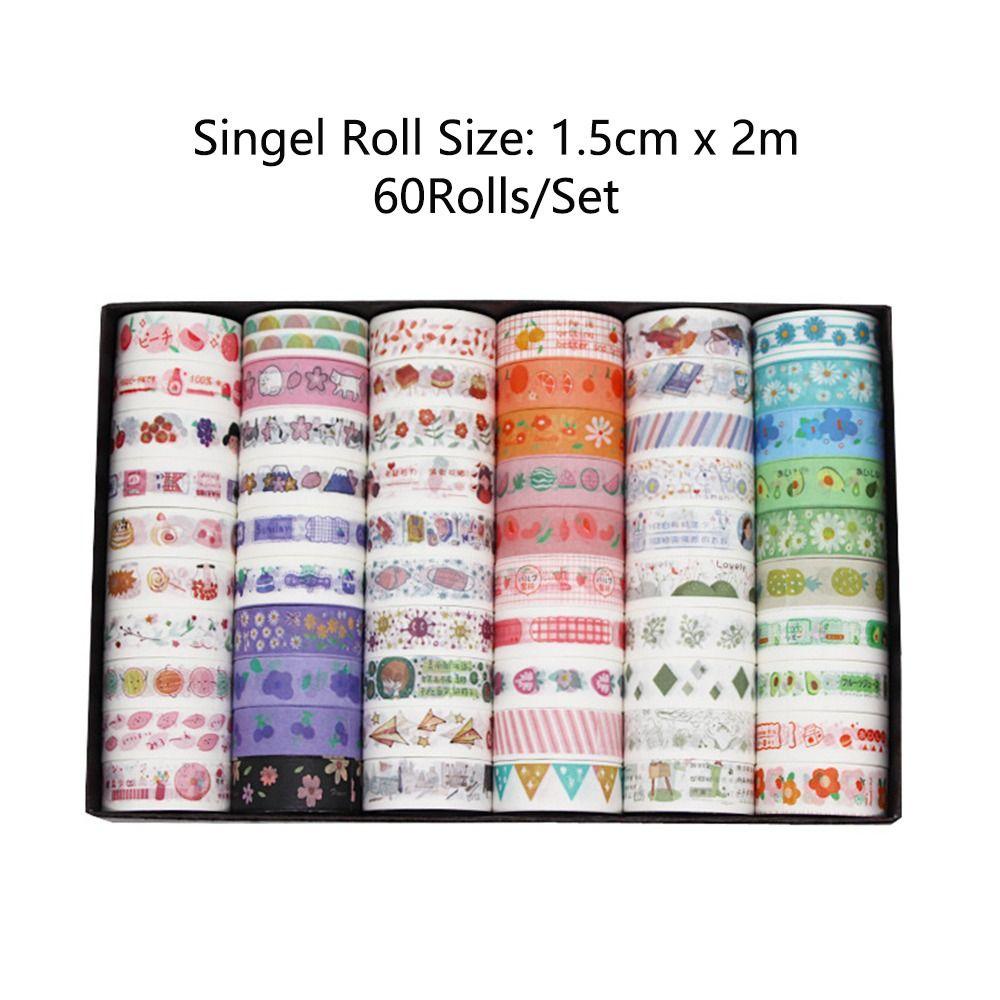 R-flower 60Rolls/Set Washi Tape Baru Kualitas Tinggi Gadis Hati Kecil Segar Kreatif Alat Tulis INS DIY Bahan