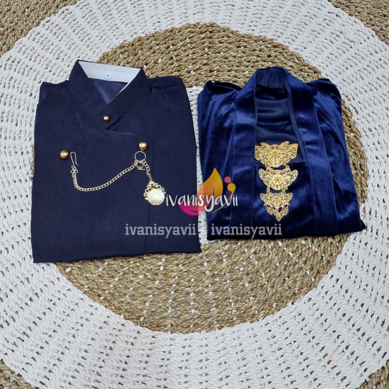 [1 Set] Beskap Solo + Kebaya / Warna Navy || Atasan Baju Prewedding