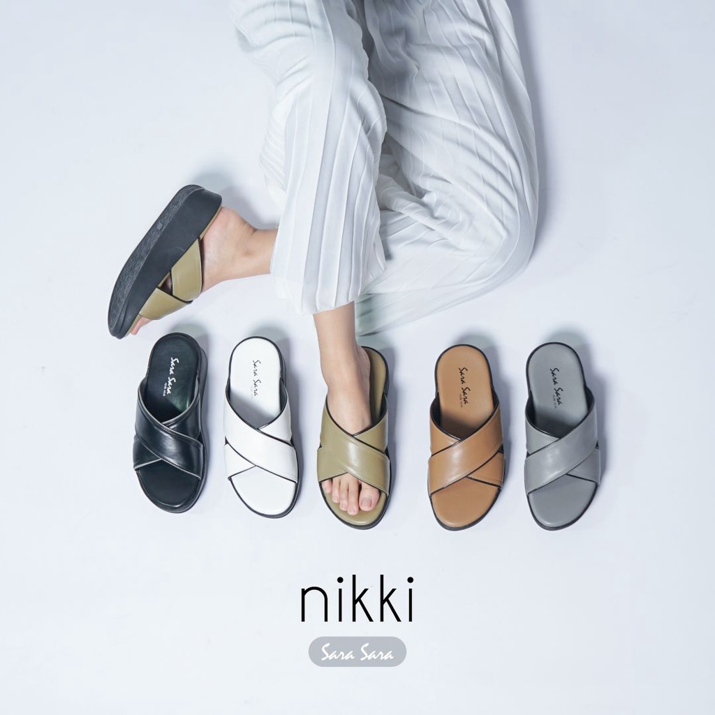 Sara Sara NIKKI Sandal Selop Wanita sandal wedges model silang terbaru