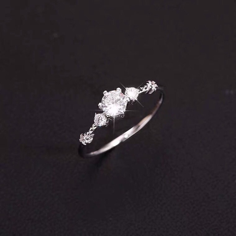 Mhang Cincin Bentuk Bunga / Hati / Tulisan Love Aksen Zircon Gaya Korea Untuk Wanita