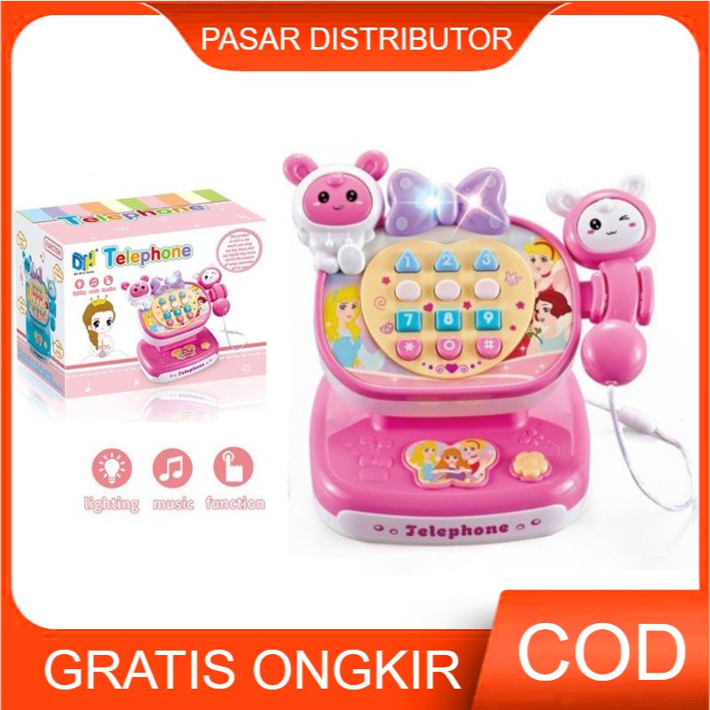 Mainan Anak TELEPHONE PINK Mainan Aktivitas Edukasi Musik Lagu &amp; Lampu