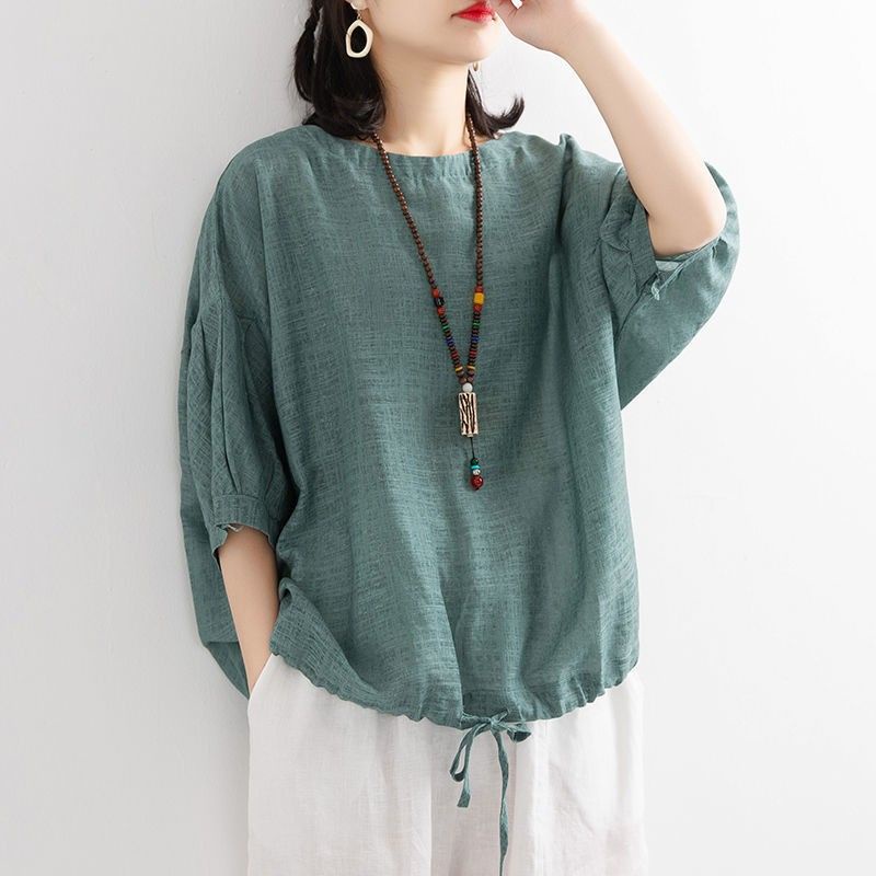 Ashley Blouse Kemeja Wanita Jumbo Polo Linen Korean Style LD 120 Cm