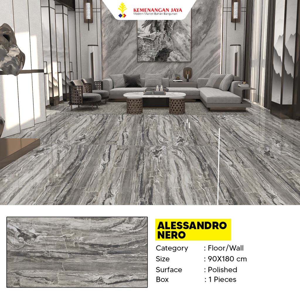 GRANIT LANTAI SANDIMAS ALESSANDRO GRIGIO 90X180 KW 1
