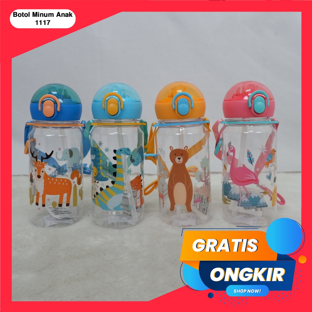 365 WATER BOTTLE #41085 Botol Minum Anak Karakter Fancy BPA Free Dengan Sedotan