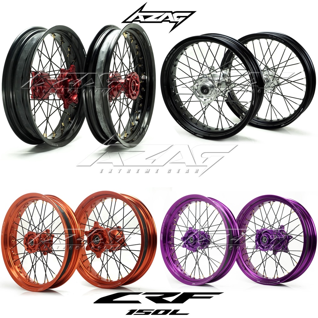 VELG SET HONDA CRF 150 L SUPERMOTO VELG SCARLET TROMOL CNC