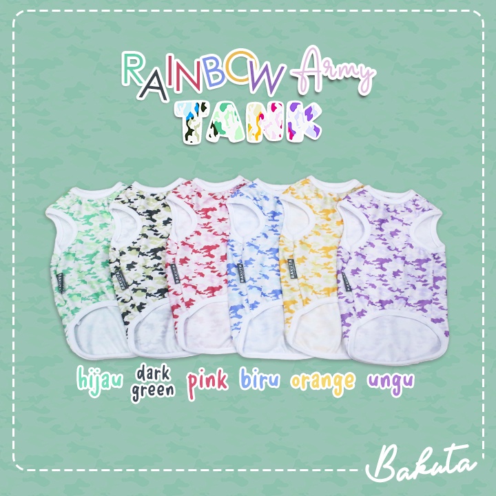 Baju Kucing Model Kaos Motif Army Tank Rainbow Warna Warni (Boleh Request Kombinasi Warna) | Army Tank Bakuta