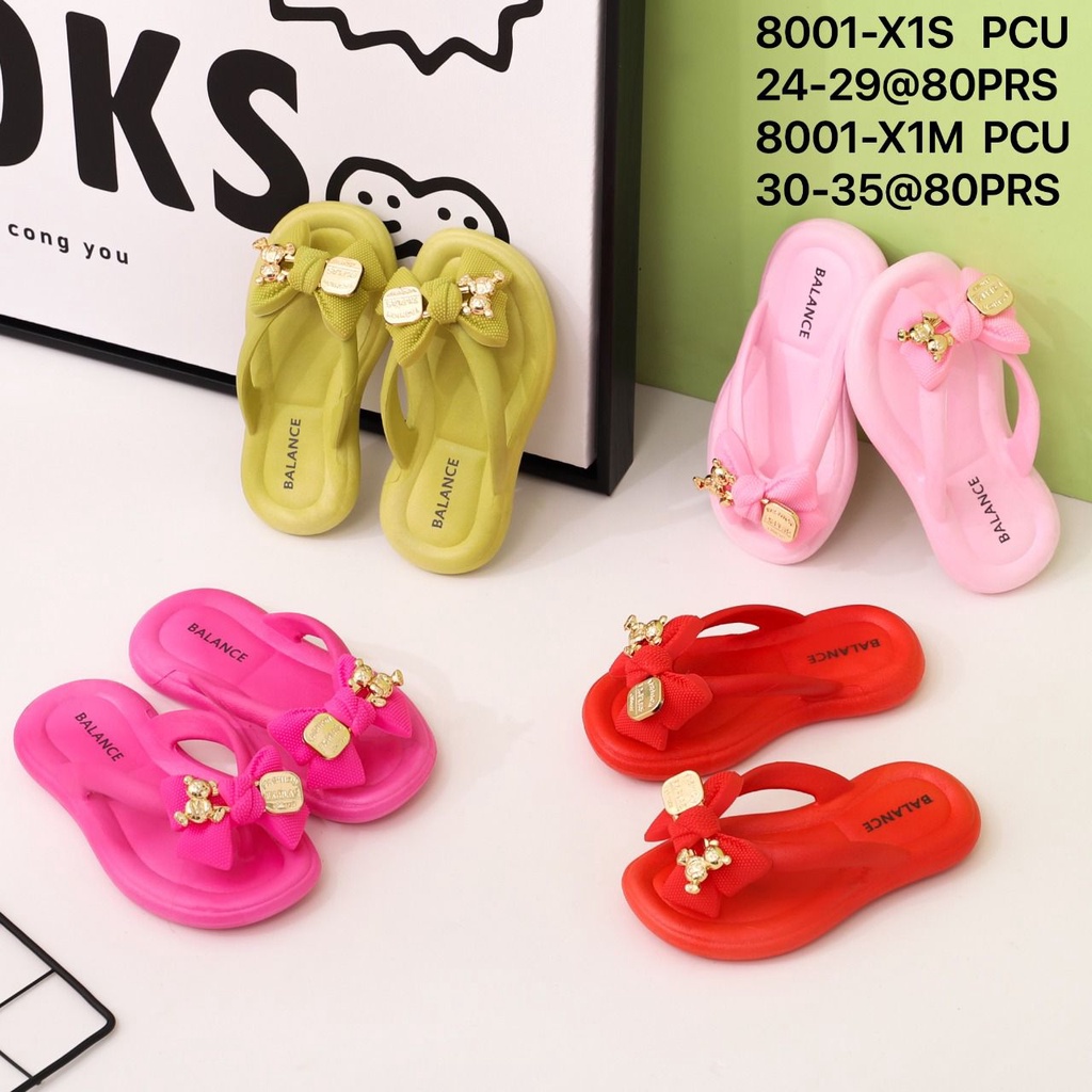 sandal anak tanggung jepit pita jibbitz bear terbaru 8001-A1 (24-35) sandal jepit anak terbaru 2022