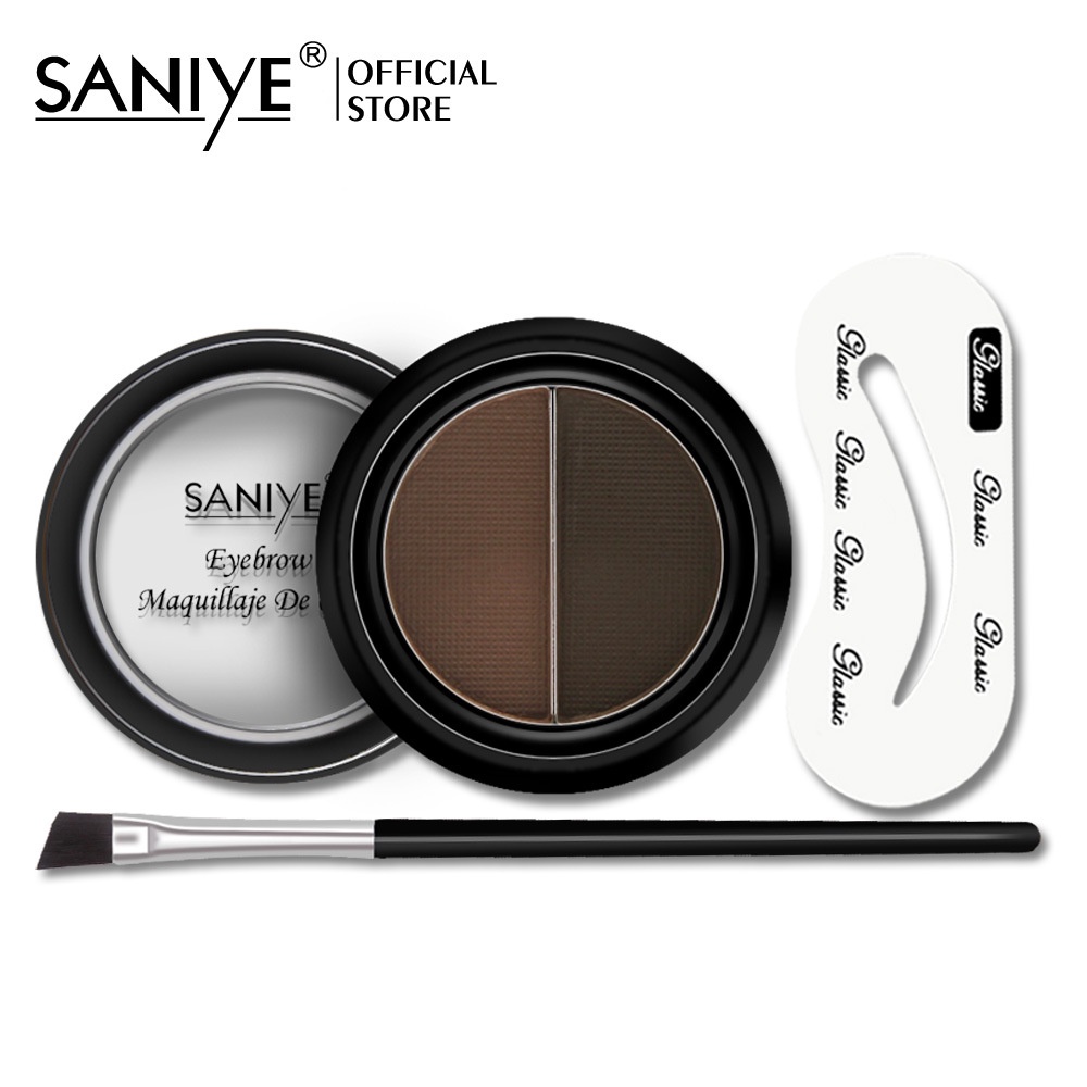 [ 100% BPOM ] [ ORIGINAL &amp; READY ] SANIYE E028 EYEBROW POWDER PALET BEDAK ALIS DENGAN 2 WARNA DILENGKAPI KUAS &amp; APLIKATOR