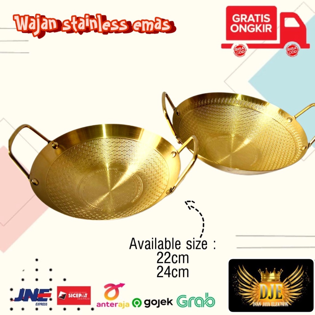 Wajan stainless emas wajan kuali saji multipurpose gold pot  22cm 24cm