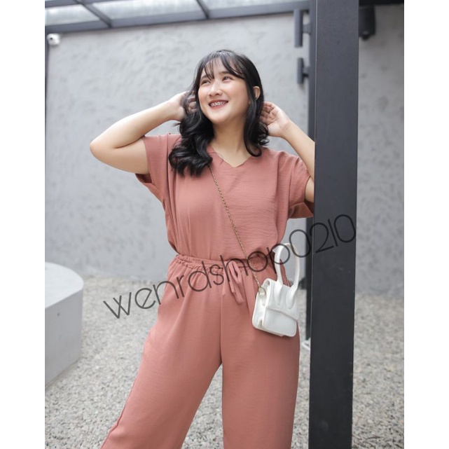 Oneset Crinkle Setelan Wanita Tangan Pendek/Setelan Crinkle Airflow Import LD120CM FIT 80KG