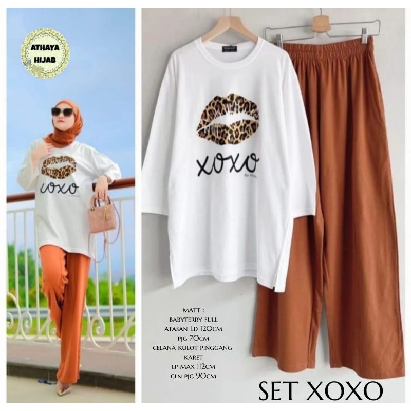 Baju setelan wanita atasan babyterry celana kulot pinggang karet