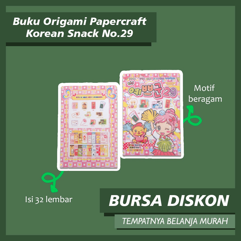 

Buku Origami Paper Craft Korean Snack No.29 Korea Bentuk Makanan Lipat