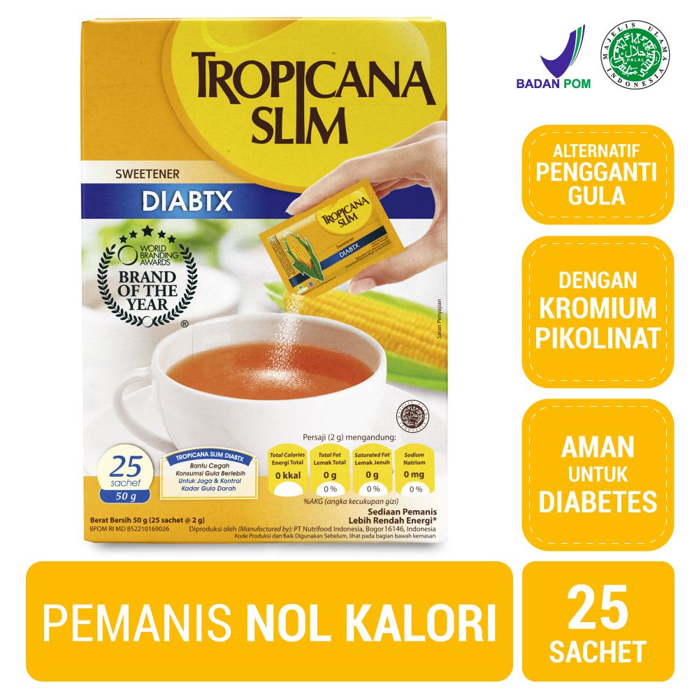 

Tropicana Slim Sweetener DIABTX Isi 25 Sachet