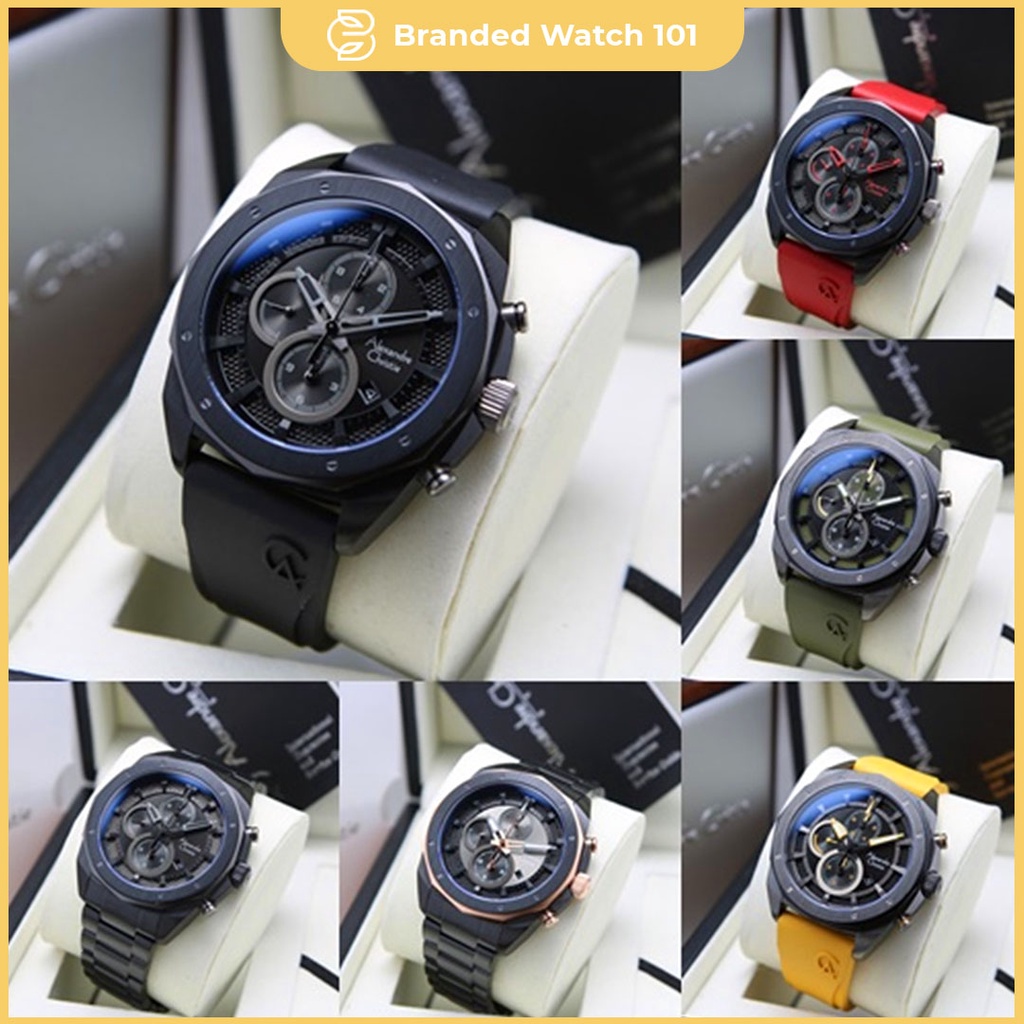 ORIGINAL Jam Tangan Pria Alexandre Christie AC 6611 / AC6611 / 6611 Garansi Resmi 1 Tahun, Rubber &amp; Rantai