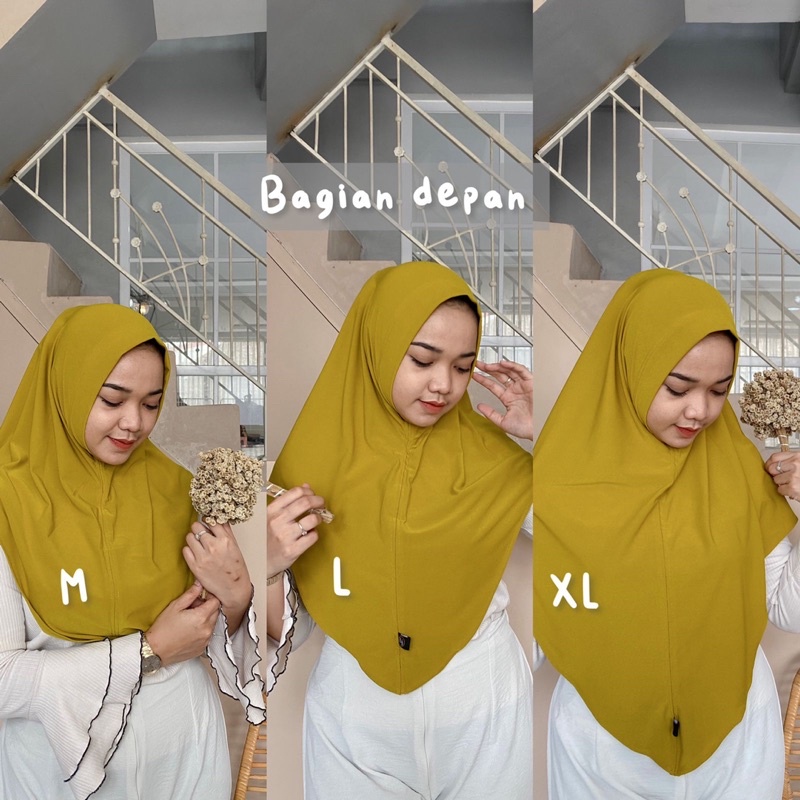 Bergo Hamidah Non Pet Jersey / Bergo Instan Malay Non Pad Daily / hijab instan size M L XL