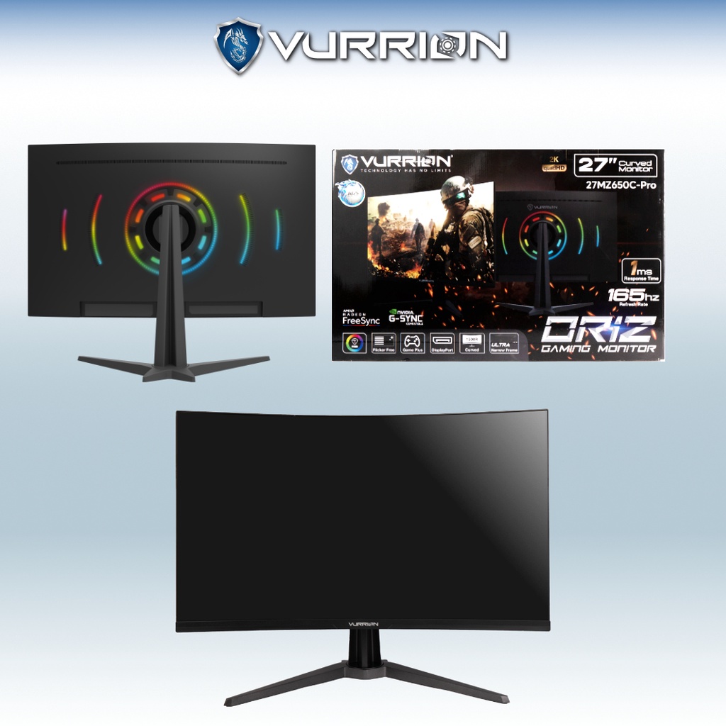 Monitor LED Gaming Curved RGB ORIZ 27&quot; Inch PRO (27MZ650C-PRO Vurrion 1MS 27inch 2K QuadHD Resolution 2560 X 1440 27in Garansi Resmi