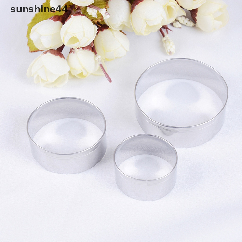 Sunshine 3pcs / set Cetakan Pemotong Biskuit / Kue Bentuk Bulat Bahan stainless steel