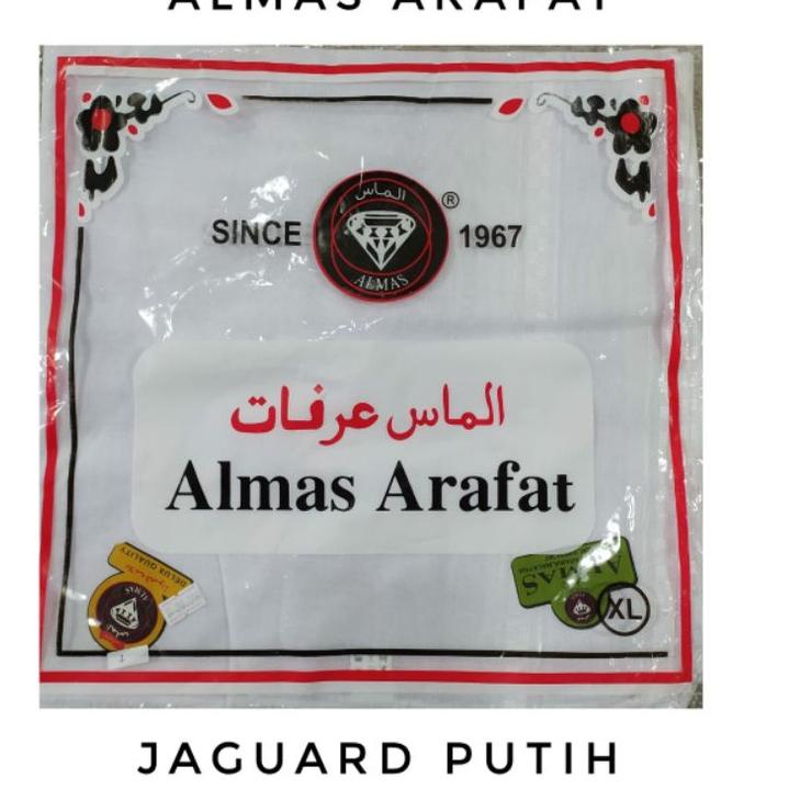 Surban Segiempat Almas Arafat Jaguard Arifat Sorban Putih Polos Kiyai Habib ◦ PSP.18Oc22м