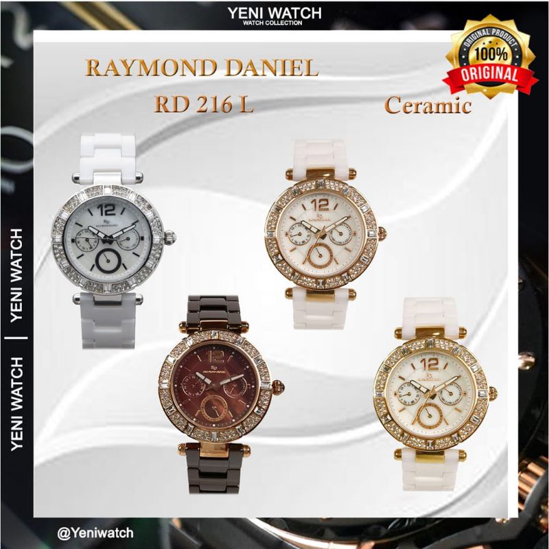 Jam tangan wanita Raymond Daniel Rd 216 keramik Original Garansi 1 Tahun