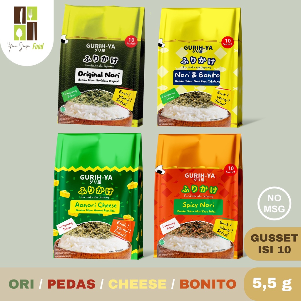 Gurih-Ya ISI 10 Nori Tabur Rumput Laut [Ori/Pedas/Keju/Bonito] GUSSET