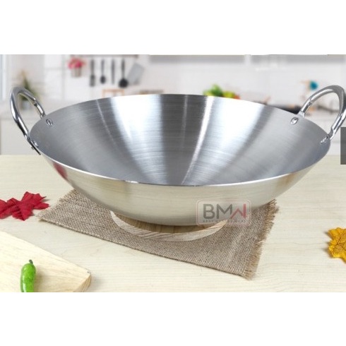 Wajan Wok Stainless Diameter 40.Cm / Wok / Kuali / Penggorengan Gagang