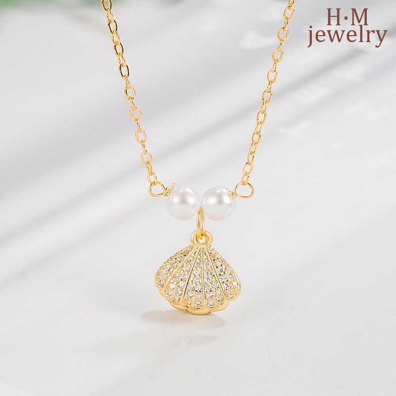 Kalung Rantai Dengan Liontin Kerang Mutiara Mewah Untuk Wanita 2022