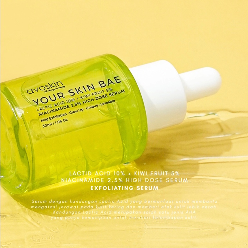 [READY] Avoskin Your Skin Bae Lactic Acid ANNIVERSARY EDITION 10% + Kiwi Fruit 5% + Niacinamide 2,5% / Serum Exfoliasi Dan Berjerawat - 30ml