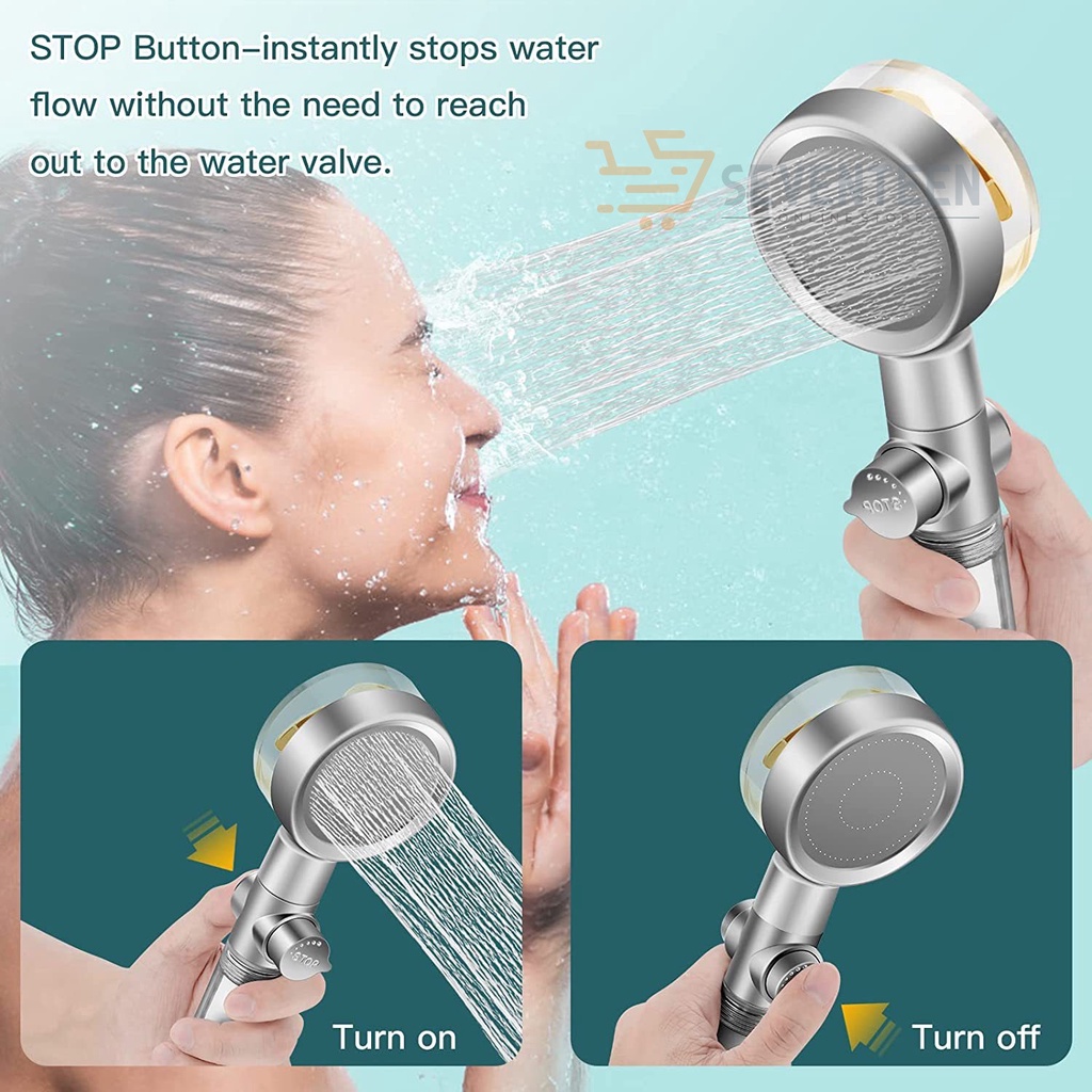 SEVENTEEN JET SHOWER MANDI KIPAS BALING 360 DERAJAT TURBO SHOWER HEAD WATER SAVING HIGH PRESSURE HAND SHOWER TURBO FAN SHOWER MANDI