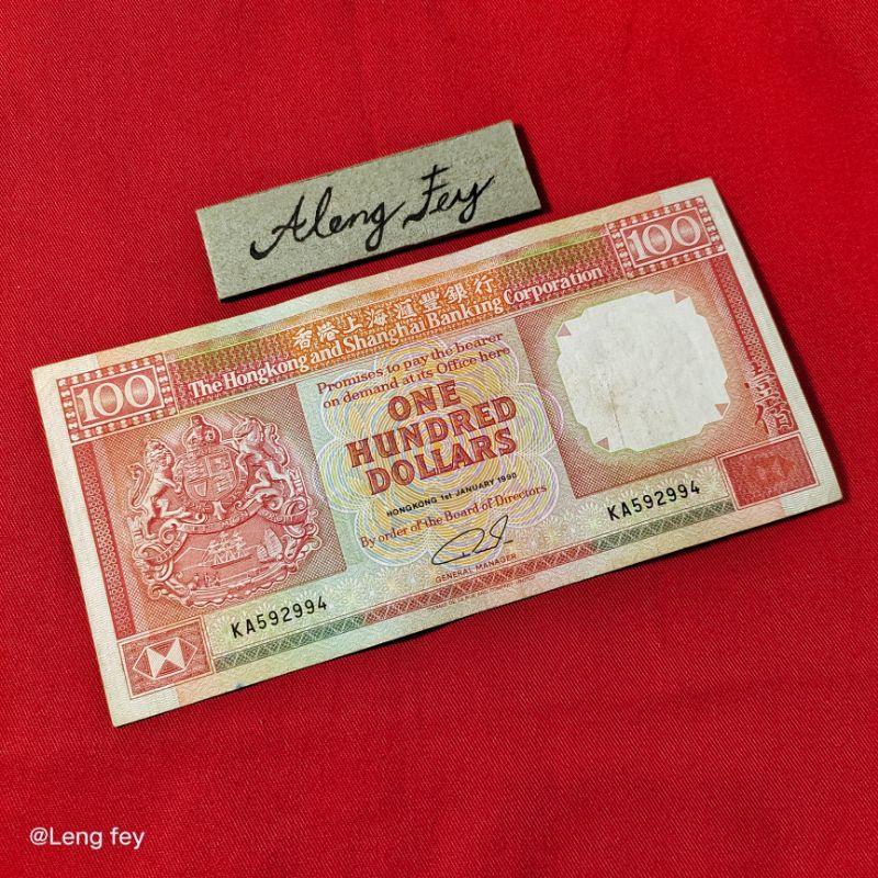 uang asing Hongkong 100 Dollar 1990