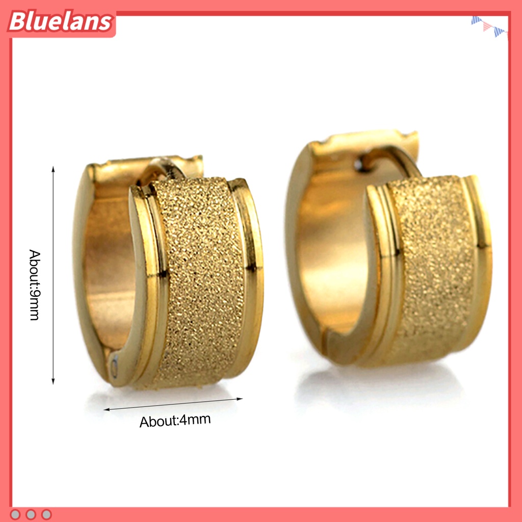 Bluelans 1 Pair Men Women Titanium Steel Dull Polish Hoop Huggie Earrings Ear Studs