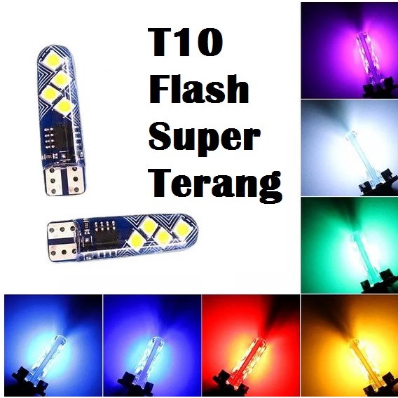 Lampu LED T10  Kedip Flash 8 jelly senja sein sen sign riting gel sepeda motor 3030 mobil super terang