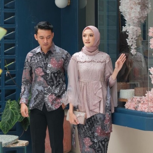 BATIK COUPLE KEBAYA TUNIK MODERN UNTUK ACARA TUNANGAN LAMARAN WISUDA KONDANGAN