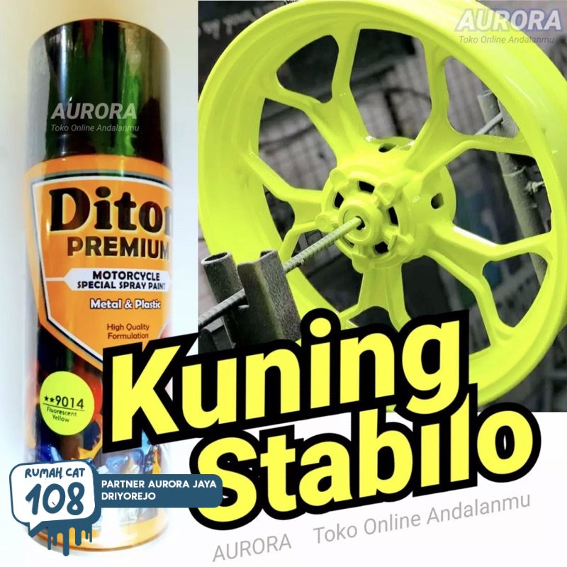 

Pilox Diton Premium Fluorescent Yellow 9014 Kuning Stabilo 400ml Cat Pilok Pylox Nyala Terang