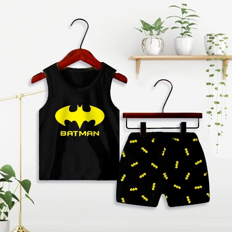 SETELAN BAJU ANAK SINGLET LOGO BATMAN UNTUK ANAK 2-10 TAHUN BISA COD