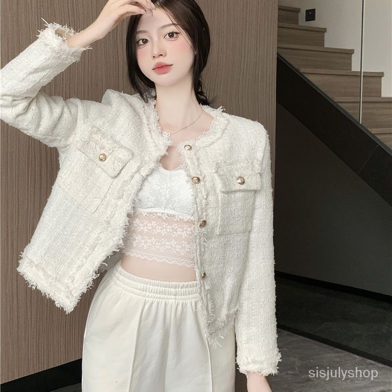#Sisjuly# Jaket angin dupa kecil wanita musim gugur tweed musim gugur dan musim dingin atasan wanita