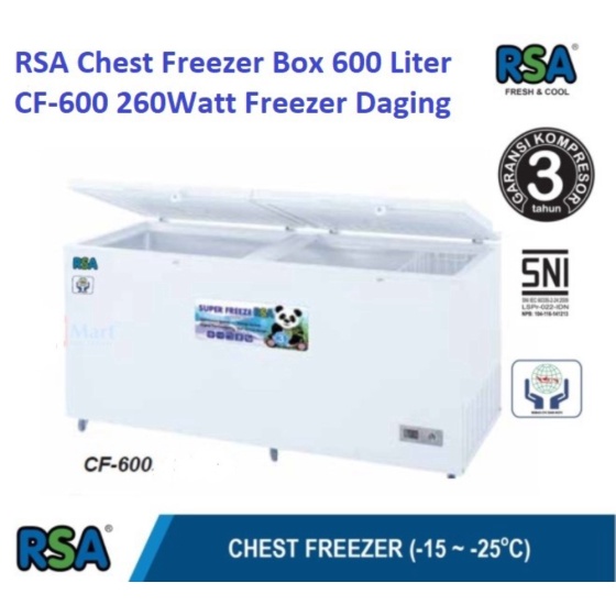 Promo last stok RSA Chest Freezer 600 Liter Freezer Box CF 600 CF-600 Coole Diskon