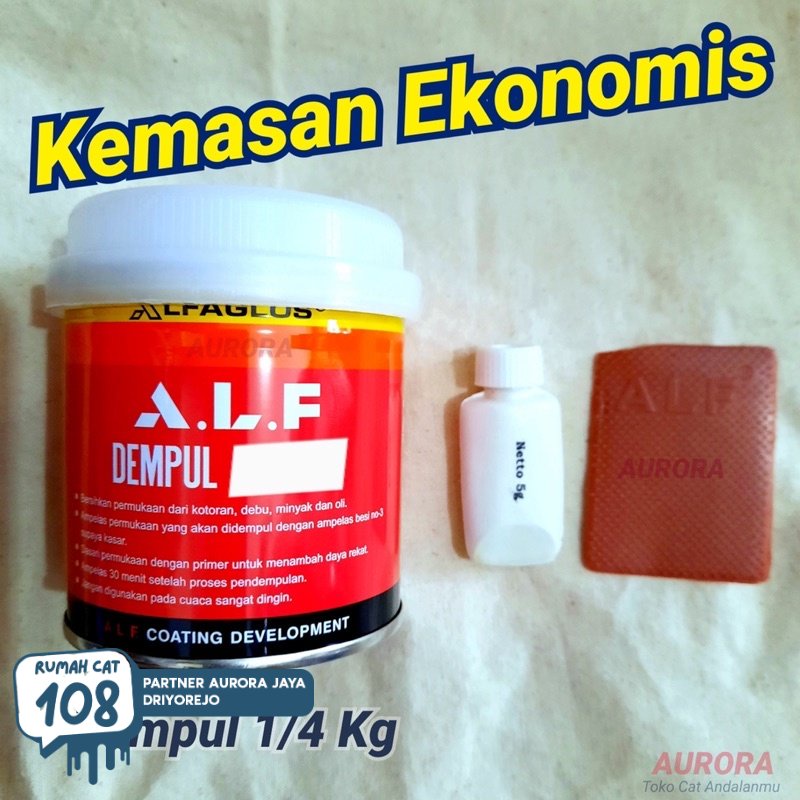 DEMPUL ALFAGLOS 250gr / ALF Alfa Glos 1/4kg Kendaraan Kayu Besi Plastik 2 komponen 250 gr 1/4 kg Sep