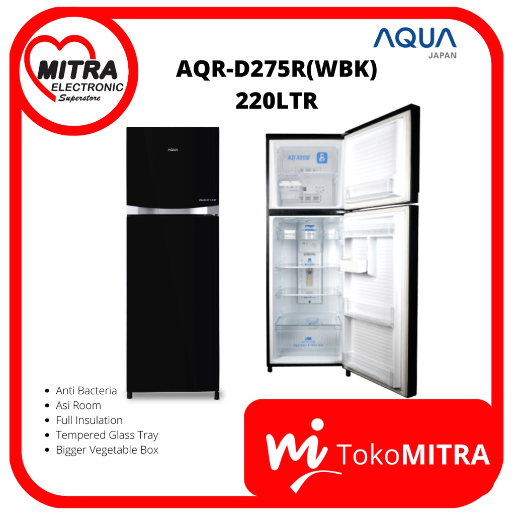 LEMARI ES 2 PINTU AQUA AQR-D275R-WBK 220LTR