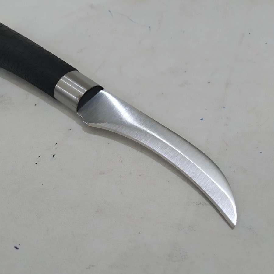 Pisau Kupas Pengupas Belah Buah Serut Bambu Okulasi Tanaman Sadap Getah Lengkung Kecil Paring Knife