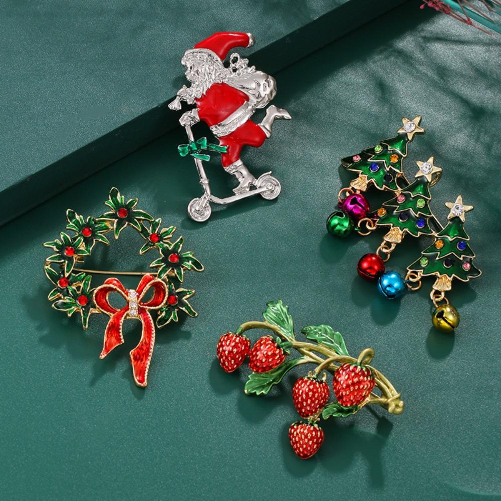 Mxbeauty Bros Natal Enamel Mewah Trendi Lencana Santa Claus Snowman Garland Gaya Korea Bros Pin
