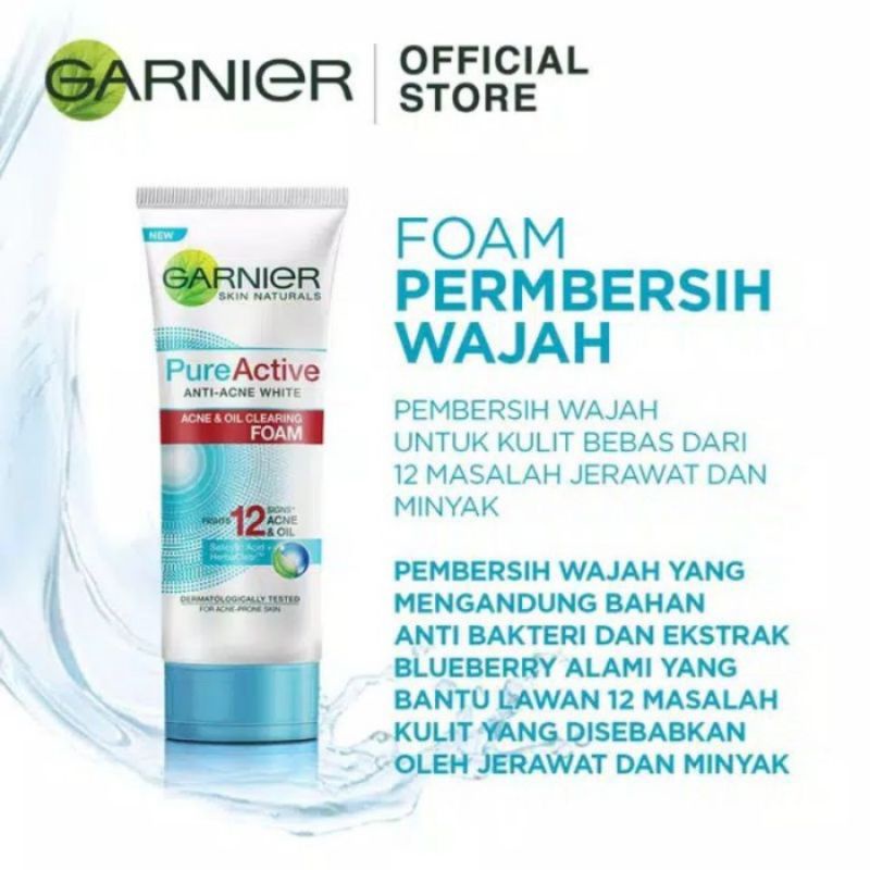 Garnier Pure Active Acne &amp; Oil Clearing Foam 100ml | GARNIER Pure Active Anti Acne White Scrub 100ml