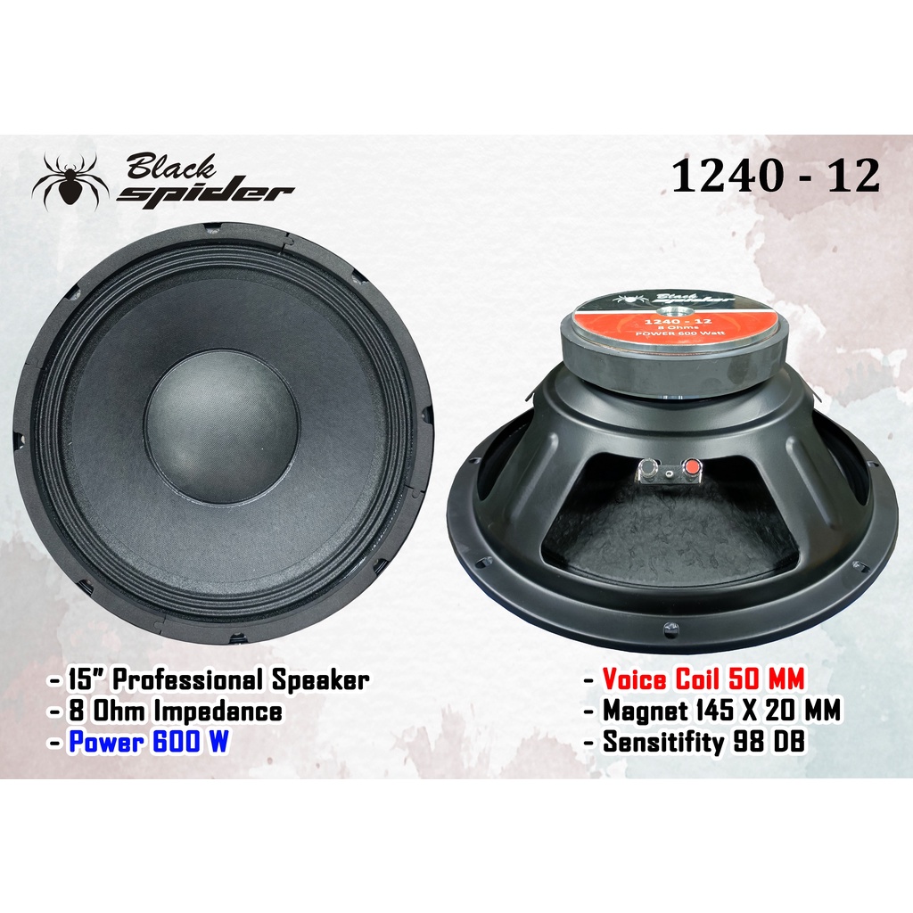 BS 1240 - 12 Komponen Speaker Merek Black Spider - 12 Inch