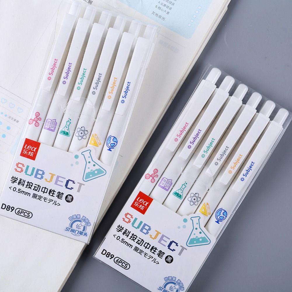 Nanas 6PCS /Set Pena Gel Perlengkapan Kantor Sekolah Alat Tulis Press Type Signature Pen