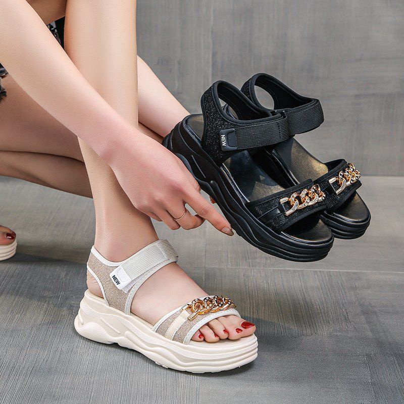 Free Box Sandal Wanita Terlaris Sandal Wanita Kekinian Populer NS15108 Sepatu Sandal Wedges Wanita Import