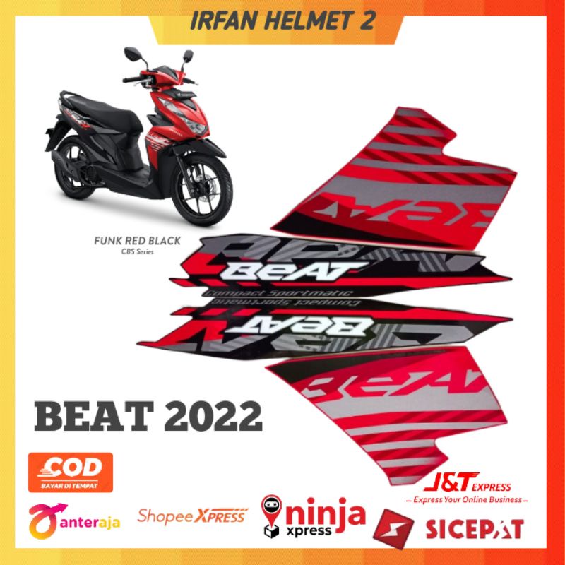 STIKER STRIPING MOTOR HONDA NEW BEAT CBS SPORTY ESP 2021-2022 HITAM MERAH STIKER HONDA BEAT STANDAR