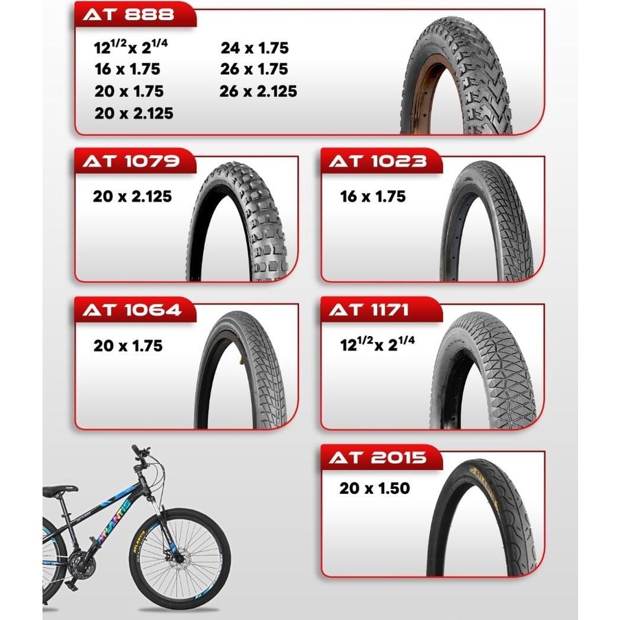 BAN LUAR SEPEDA BAN SEPEDA UK.12. 16. 20. 24 INCH BAN ATLANTIS BY KINGLAND