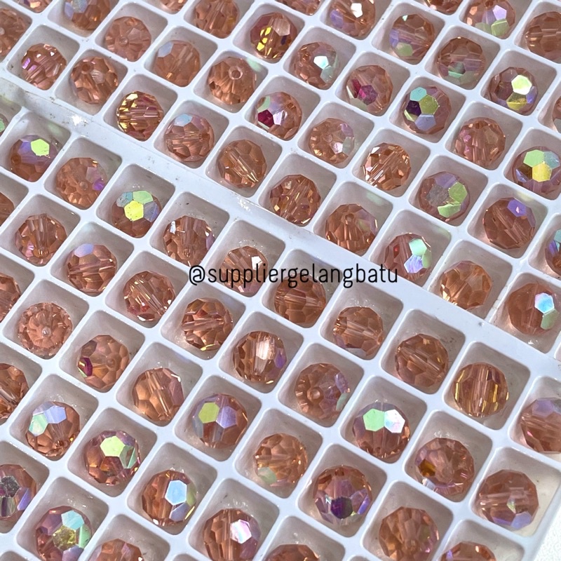 BOUTIQUE CRYSTAL PEACH PINK 8MM KUALITAS PREMIUM mirip preciosa swarovski